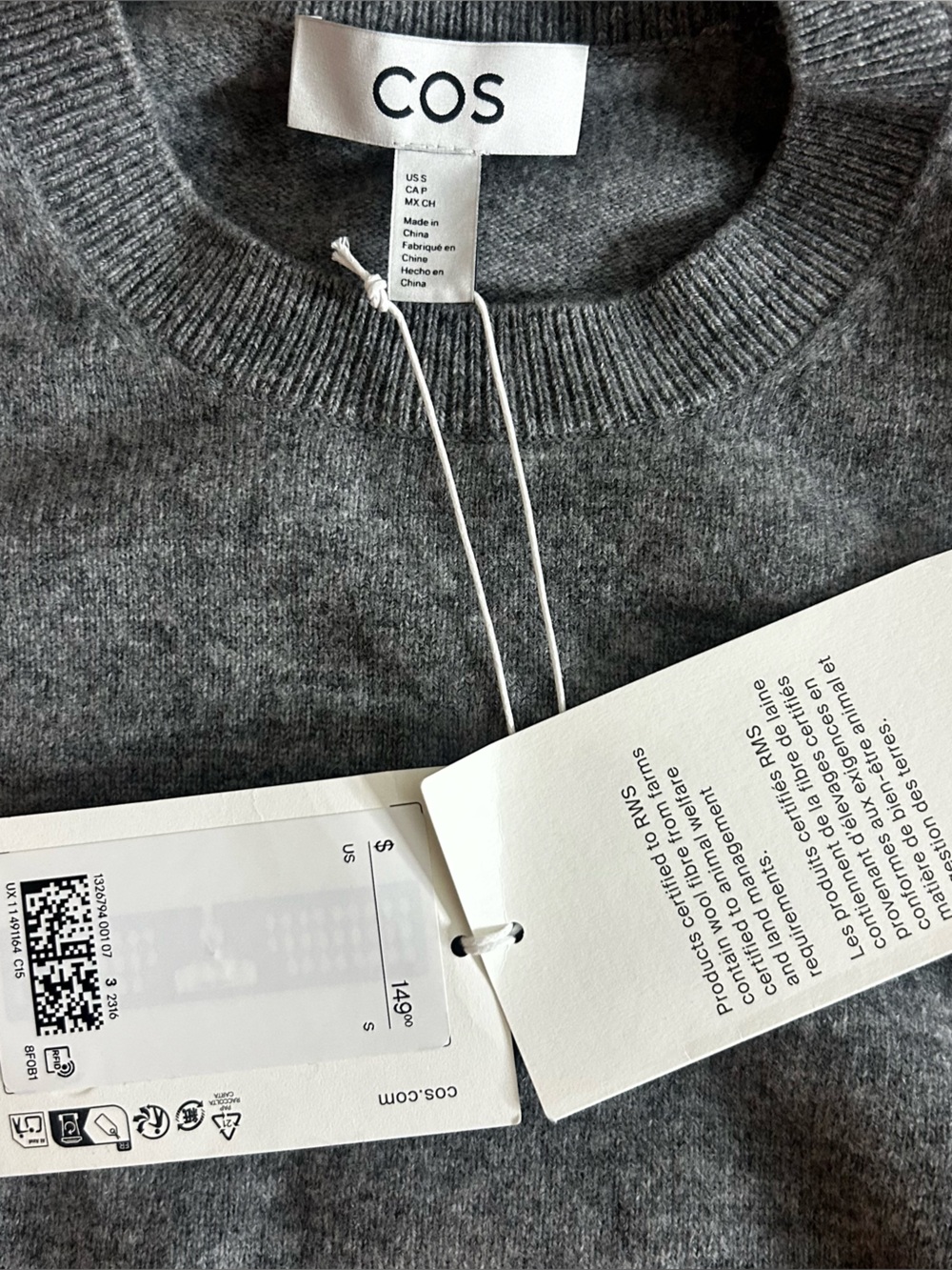 NWT (size small) COS BALLOON-SLEEVE MERINO WOOL SWEATER - Picture 8 of 9